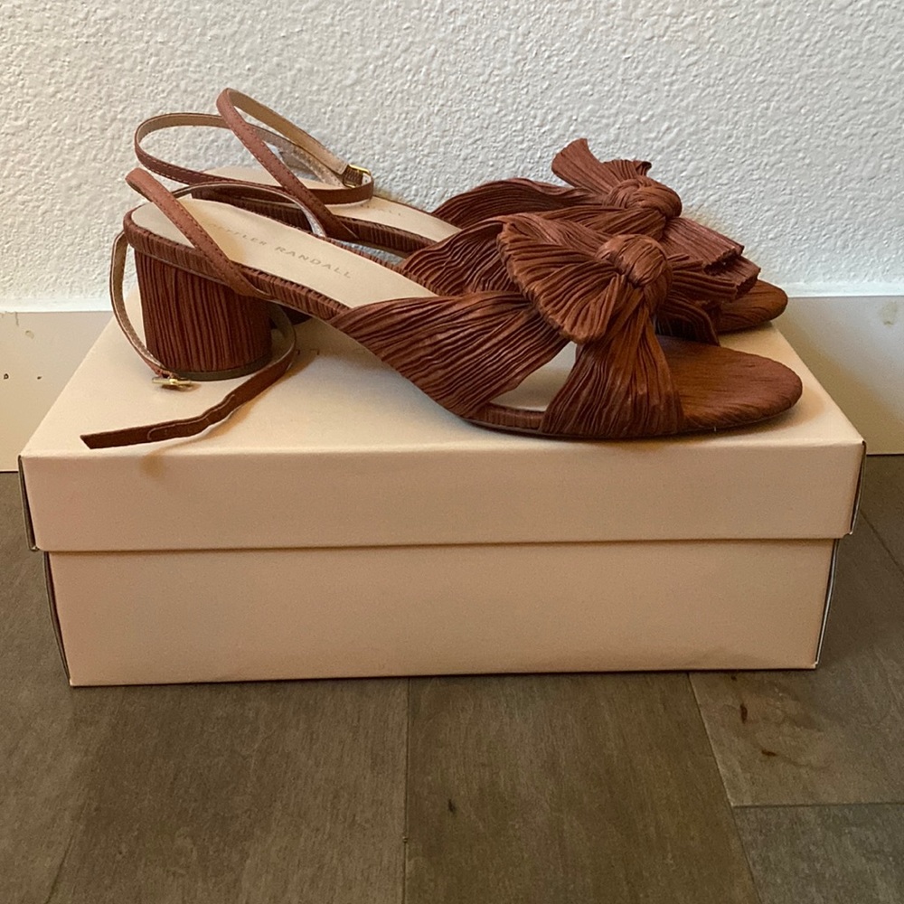 Loeffler Randall Terra Pleated Bow Heel size 10 2-inch block heel